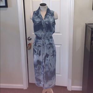 Vintage Acid Wash Denim Button Down Dress Size 4